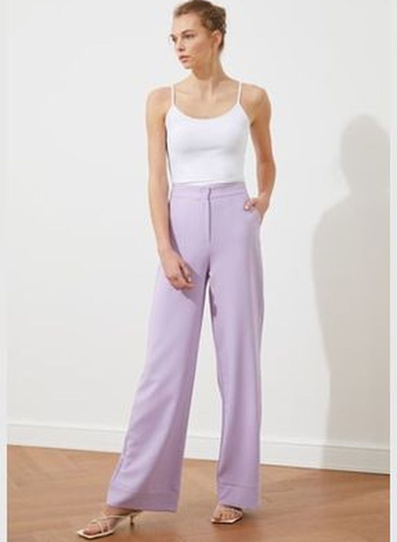 Lilac Wide Leg Woven Trousers TWOSS19ST0179