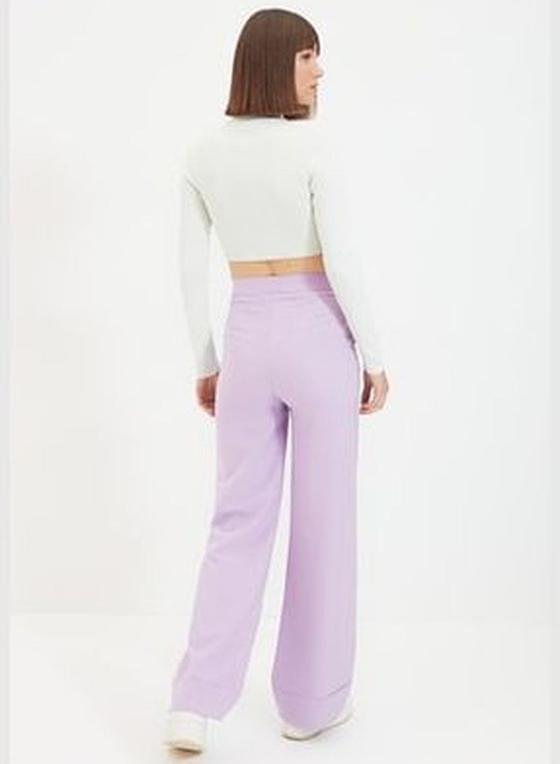 Lilac Wide Leg Woven Trousers TWOSS19ST0179