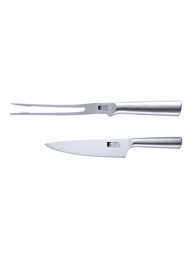 2-Piece Cut Bbq Stainless Steel Knife And Meat Fork Set