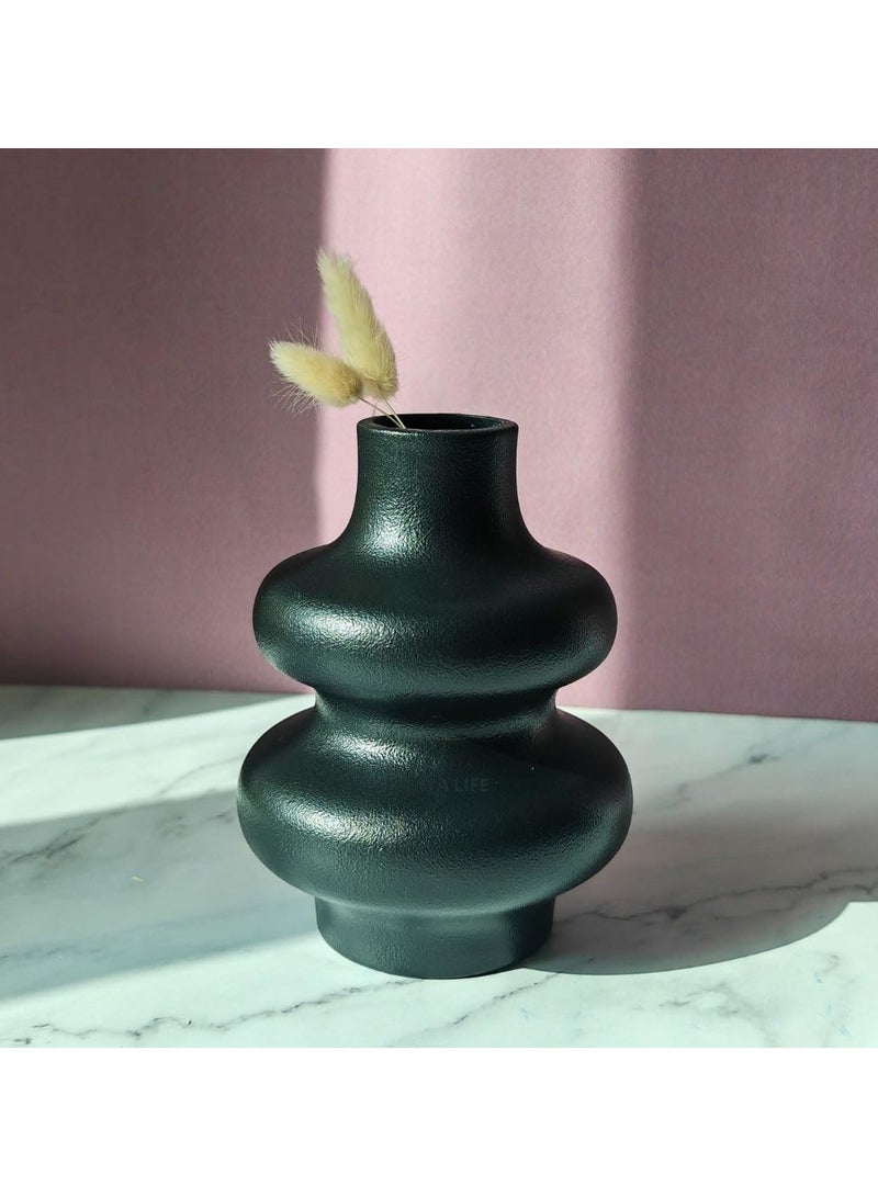 Wave Design Ceramic Vase - Small, Style 1, Black Modern Pampas Flower Vase, Minimalist Nordic Ins Style Vase for Home Decor, Wedding, Dinners, Party, Events, Office & Gifting