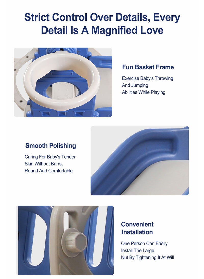 Children's Slide Kids Slide with Basketball Hoop Indoor Home Multi-Function Combination Folding Toys Baby Slide For Boys and Girls