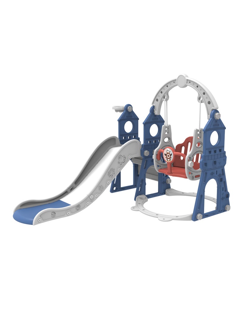 Children's Slide Kids Slide with Basketball Hoop Indoor Home Multi-Function Combination Folding Toys Baby Slide For Boys and Girls