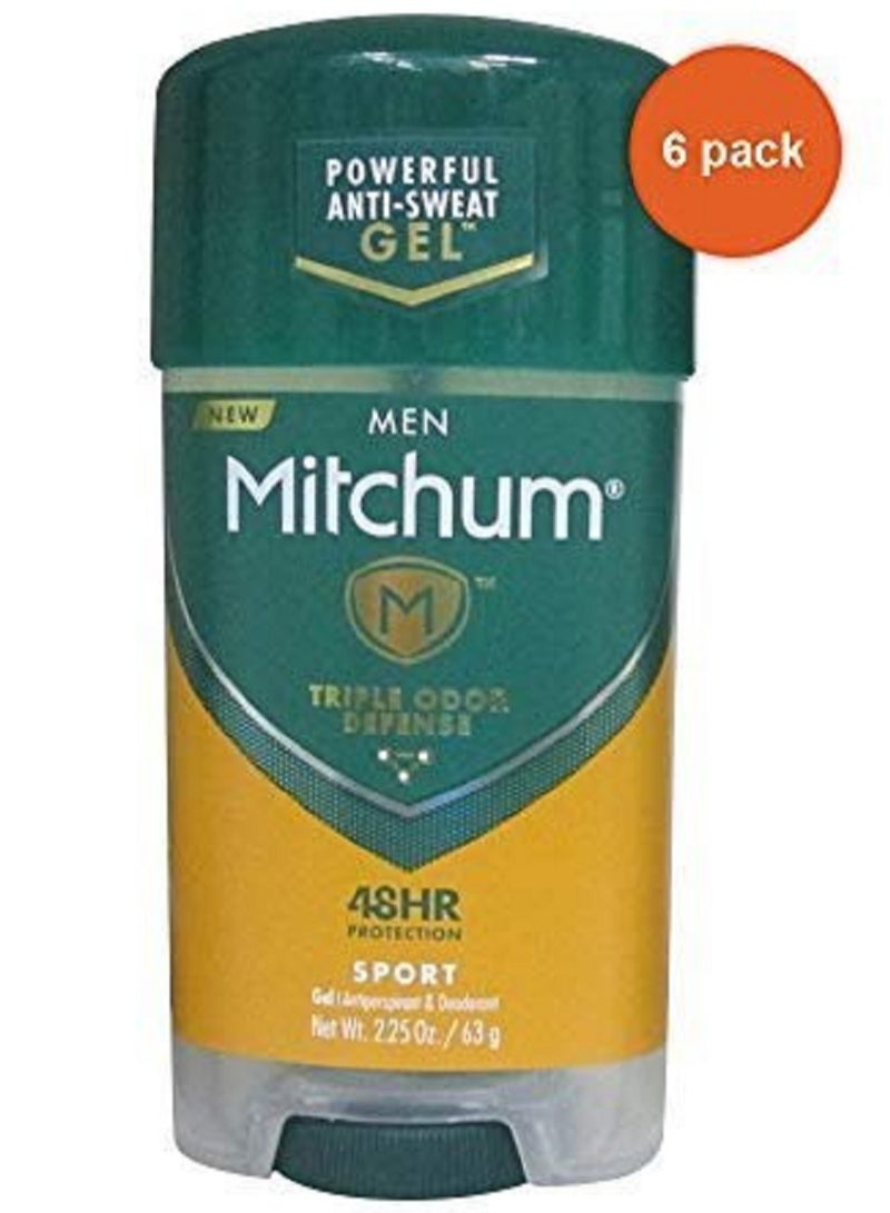 Mitchum Men Gel Antiperspirant Deodorant Sport 2.25 Ounce Pack Of 6