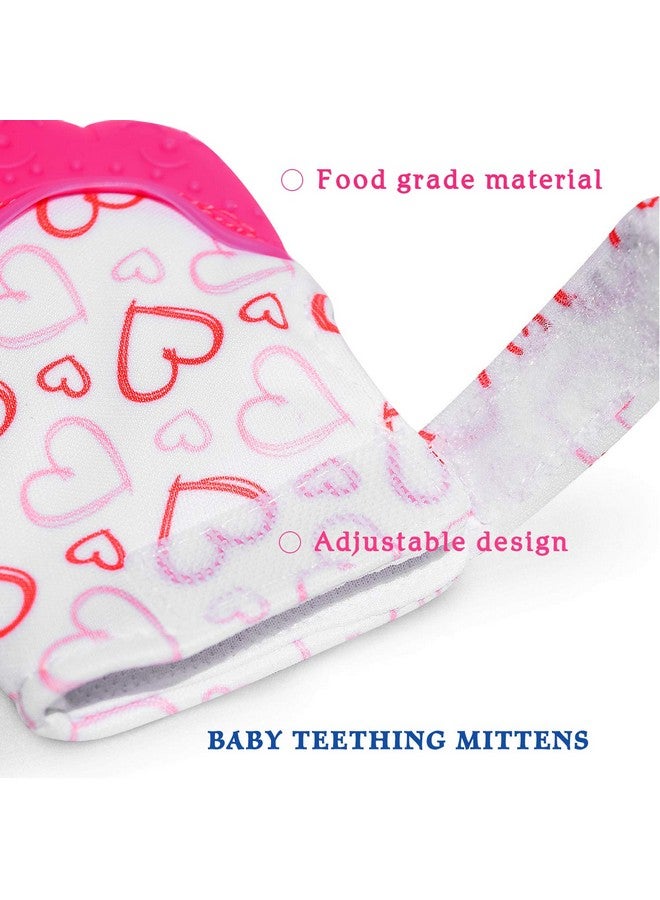 Teething Mitten 2 Pcsbaby Glove Stimulating Teether Toys For Boys & Girlsteething Glove For 36 Months Baby (Pretty Sweet Heartpink)