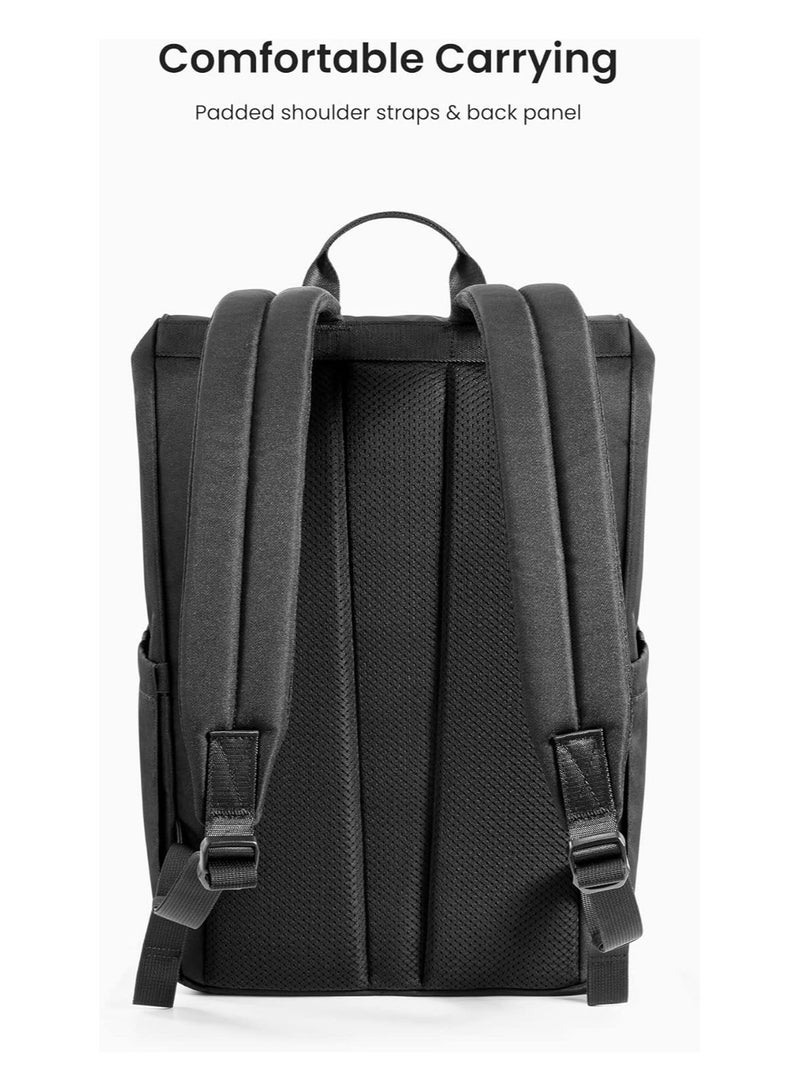 Slash-T64 Flap Laptop Backpack, Lightweight, Water-Resistant College Travel Casual Daypack, Slim Durable Work-pack Rucksack for 16 Inch MacBook Laptop, Large Capacity, 18L