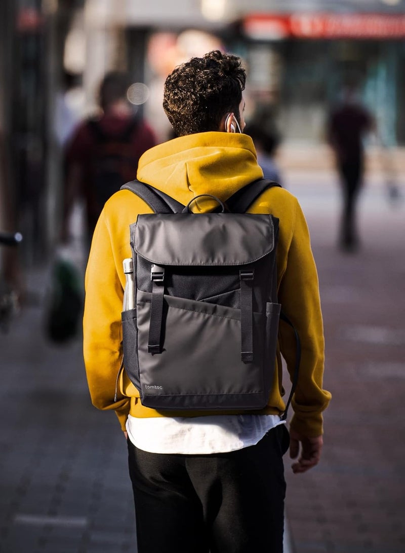 Slash-T64 Flap Laptop Backpack, Lightweight, Water-Resistant College Travel Casual Daypack, Slim Durable Work-pack Rucksack for 16 Inch MacBook Laptop, Large Capacity, 18L