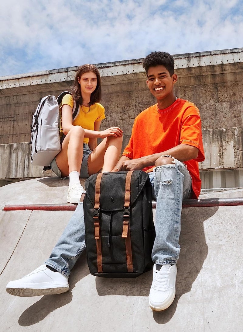 VintPack-TA1 Flap Laptop Backpack, Lightweight, Water-Resistant Travel Casual Daypack, Slim Durable Work-pack Rucksack for 13-16 Inch MacBook Laptop, Large Capacity, Eco-Friendly Backpack 17L