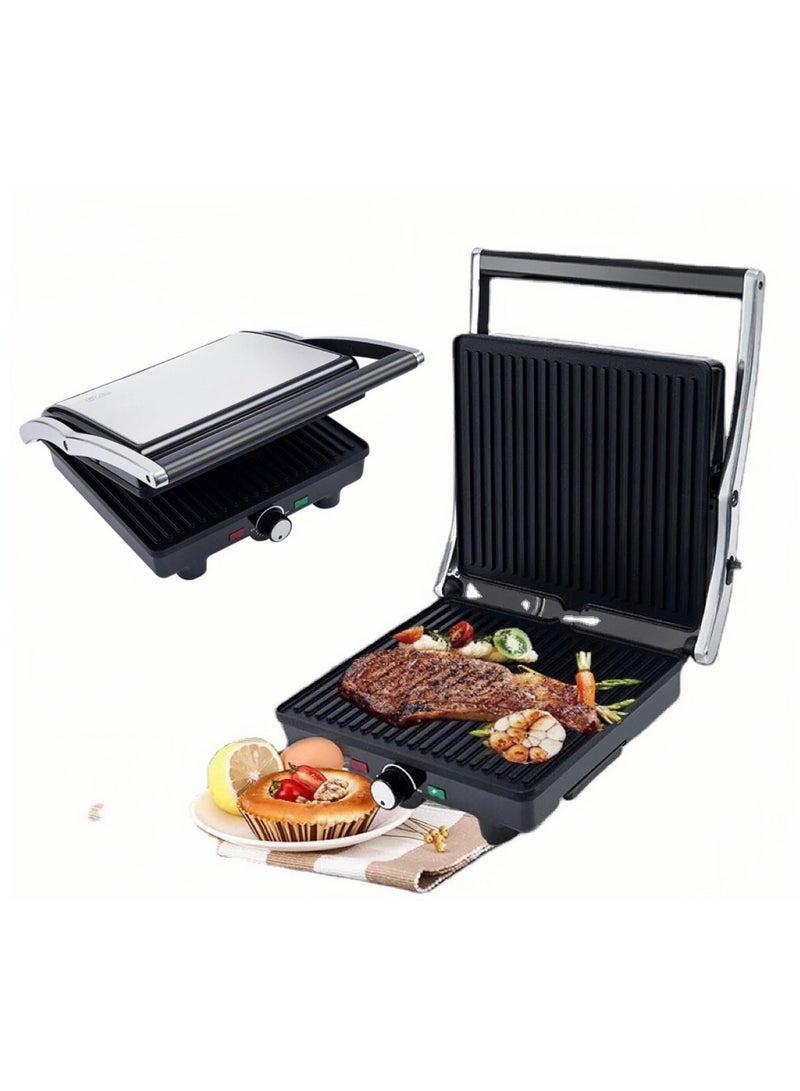 2000W Non-Stick Electric Grill Sandwich Maker Panini Press Double-Sided Heating Opens 180 Degrees to Fit Any Size of Food Perfect for Grilling Steak Burger Sandwich Vegetables and More