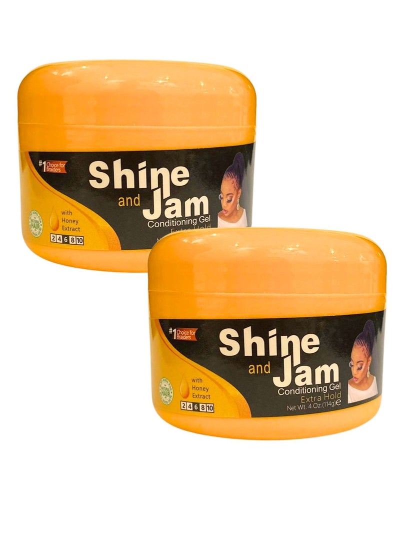 Pack of 2 Shine Jam Conditioning Gel Braid Gel Edge Control For 4C Hair 114g