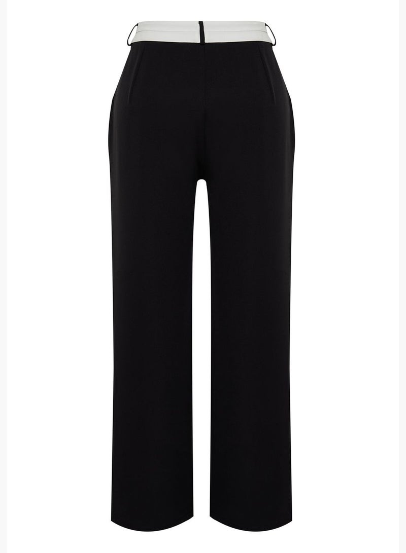 Black High Waist Wideleg Woven Trousers TBBSS24AR00016