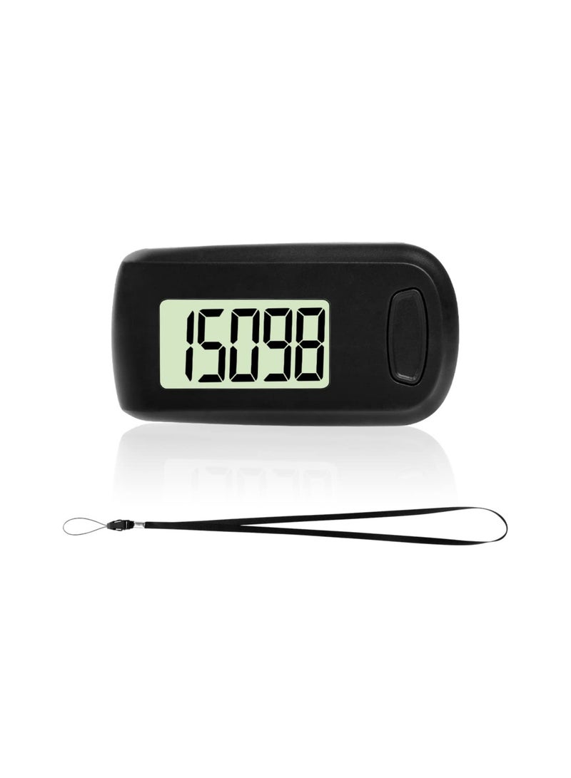 3D Large Screen Pedometer, Walking Pedometer, Portable Sports Pedometer with Clip Lanyard, Track Steps in Real Time, Pedometer for Older Kids/Fitness Men/Women/Elders for Walking and Running