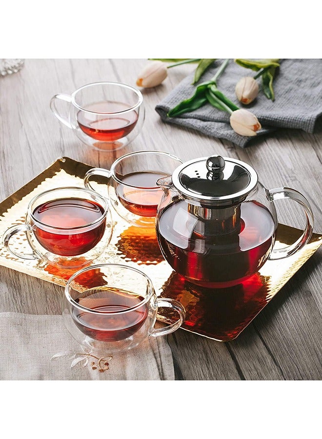 950ML Glass Teapot Heat Resistant with Stainless Steel Infuser
