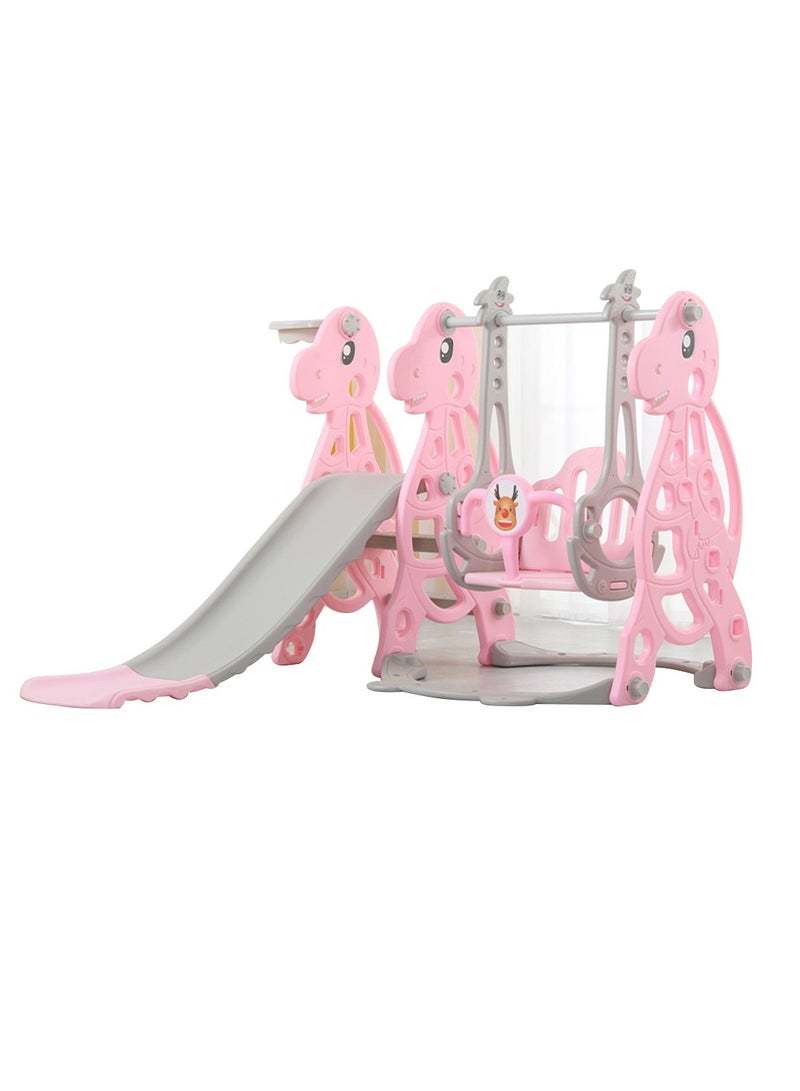 4 in 1 Toddler Slide Swing Set Indoor Baby Slide Includes Slide Swing Basketball Hoop and Climber Freestanding Slide Climber Playset Toy