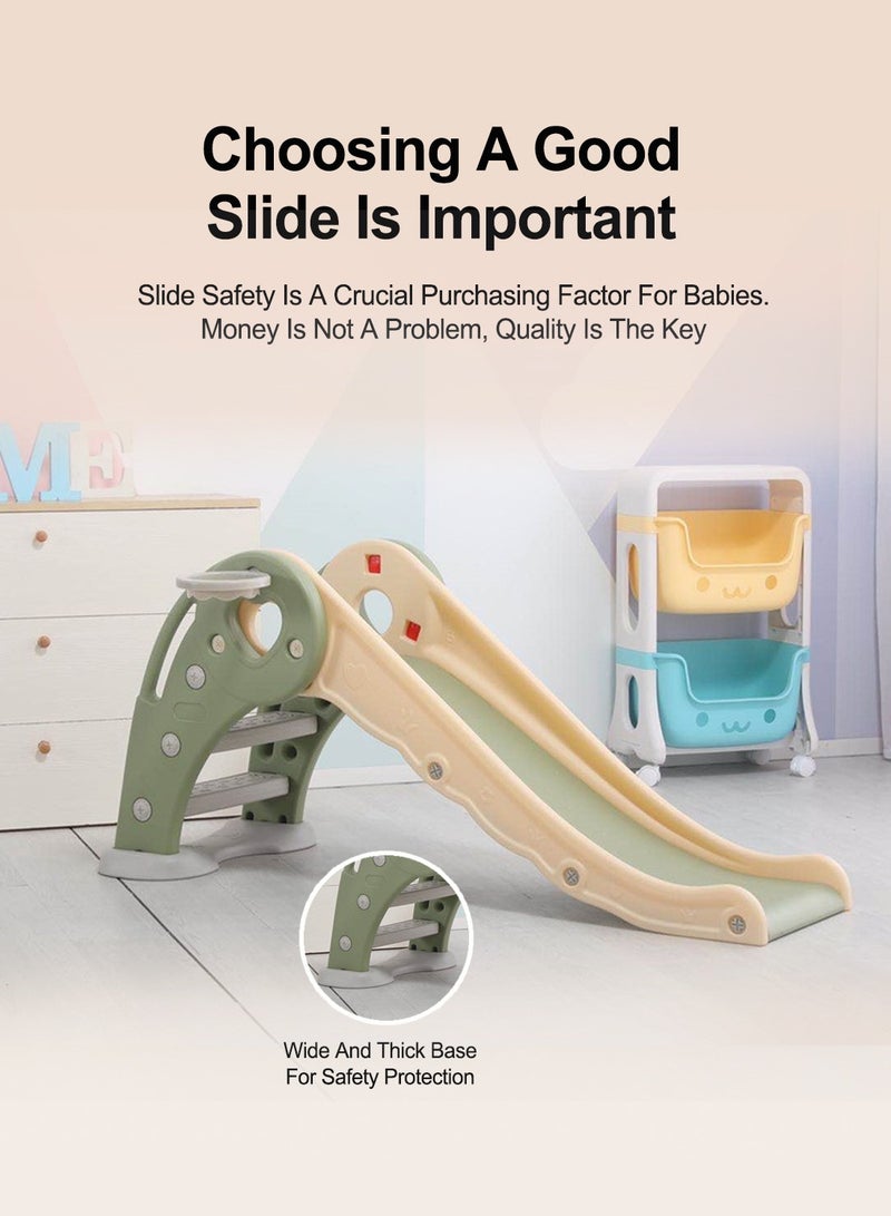 3 in 1 Foldable Children's Slide Freestanding Entertainment Slide Suitable for Toddlers Indoor and Outdoor Playground Climbing Toy Set with Basketball Stand