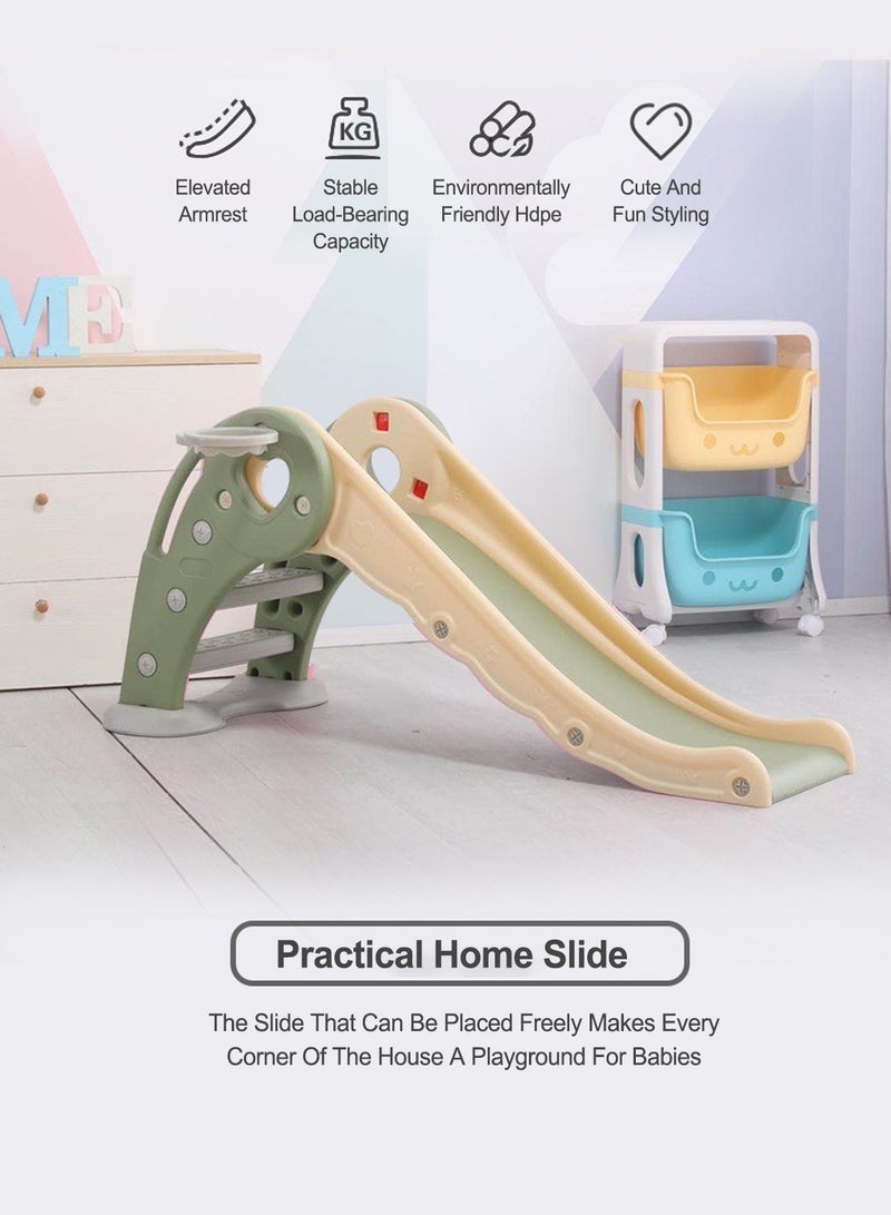3 in 1 Foldable Children's Slide Freestanding Entertainment Slide Suitable for Toddlers Indoor and Outdoor Playground Climbing Toy Set with Basketball Stand