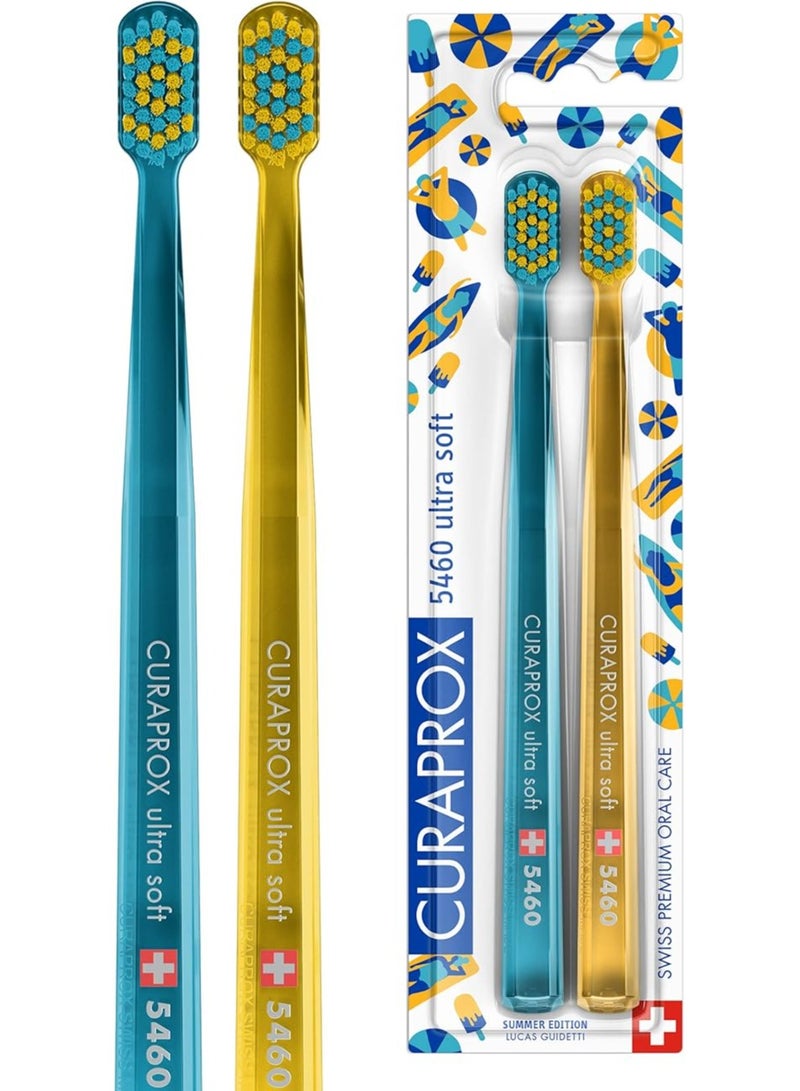 Curaprox Toothbrush CS 5460 Ultra-Soft - Duo Summer Edition Toothbrush for adults 5460 CUREN® Bristles - Curaprox Manual Toothbrush