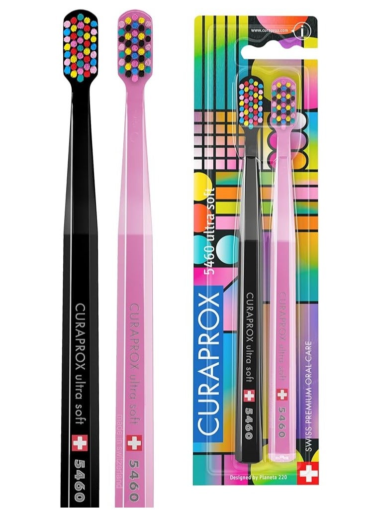 Curaprox CS 5460 Manual Toothbrush Ultra Soft Special Edition 80's Pack of 2 Soft Toothbrushes