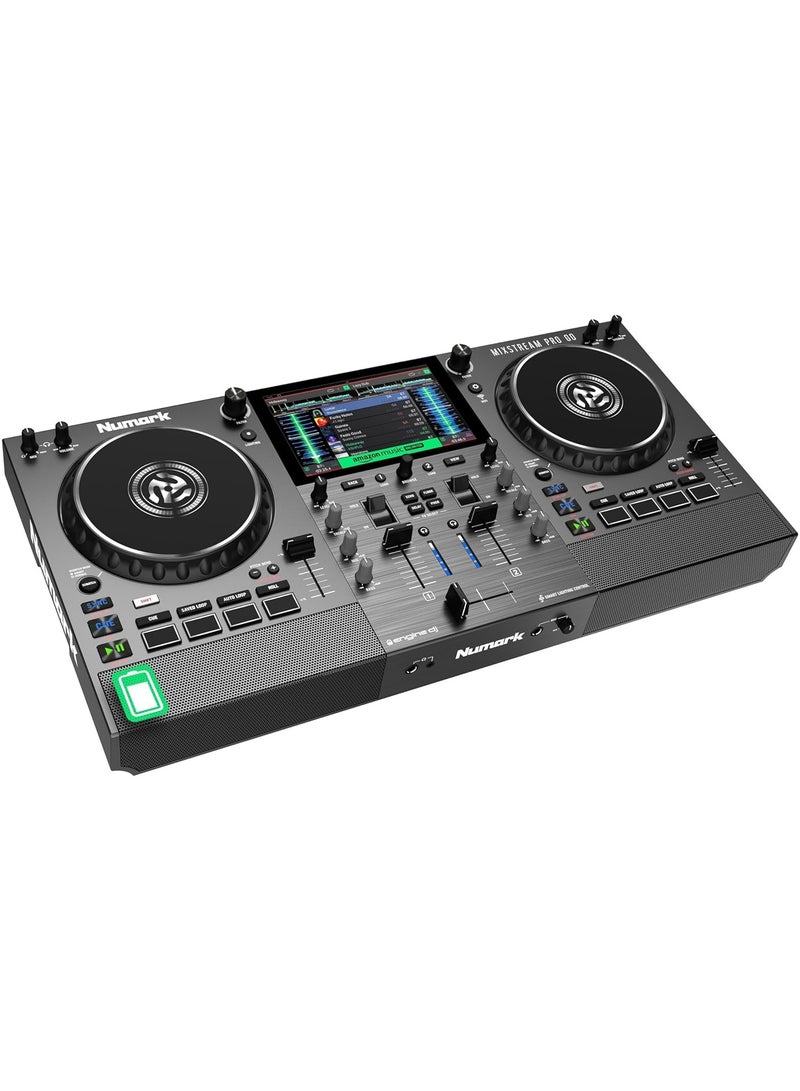 Numark Mixstream Pro Go - Standalone DJ Controller with Battery, DJ Mixer, Speakers, WiFi, Touchscreen, Works with Serato DJ