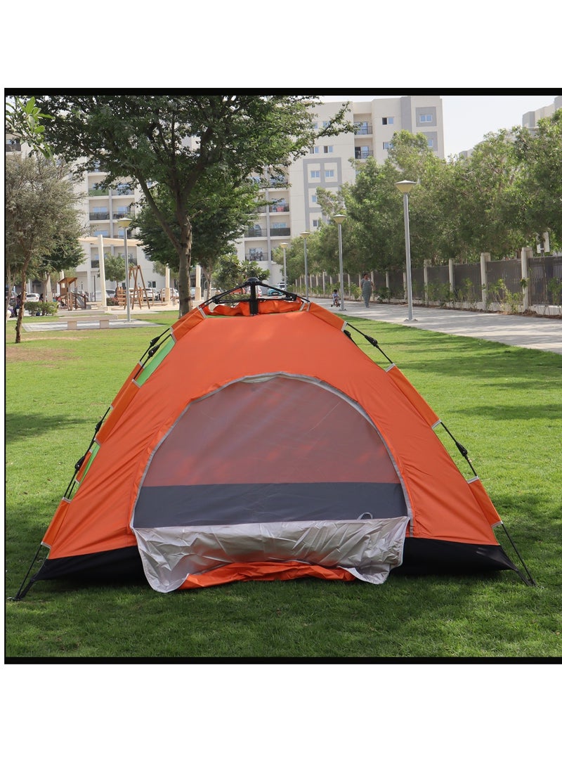 Camping Tent With Instant Setup 3 Person Waterproof Tent with WeatherTech Technology Double-Thick Fabric And Carry Bag, Sets Up In Few Minutes Automatic Tent For Outdoor 200X150X125CM Multicolor