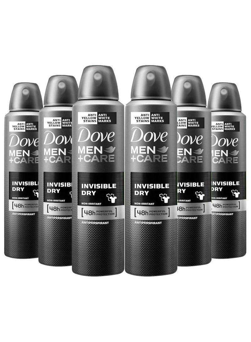 Men+Care Invisible Dry Spray Anti-Perspirant Deodorant 250ml Pack of 6