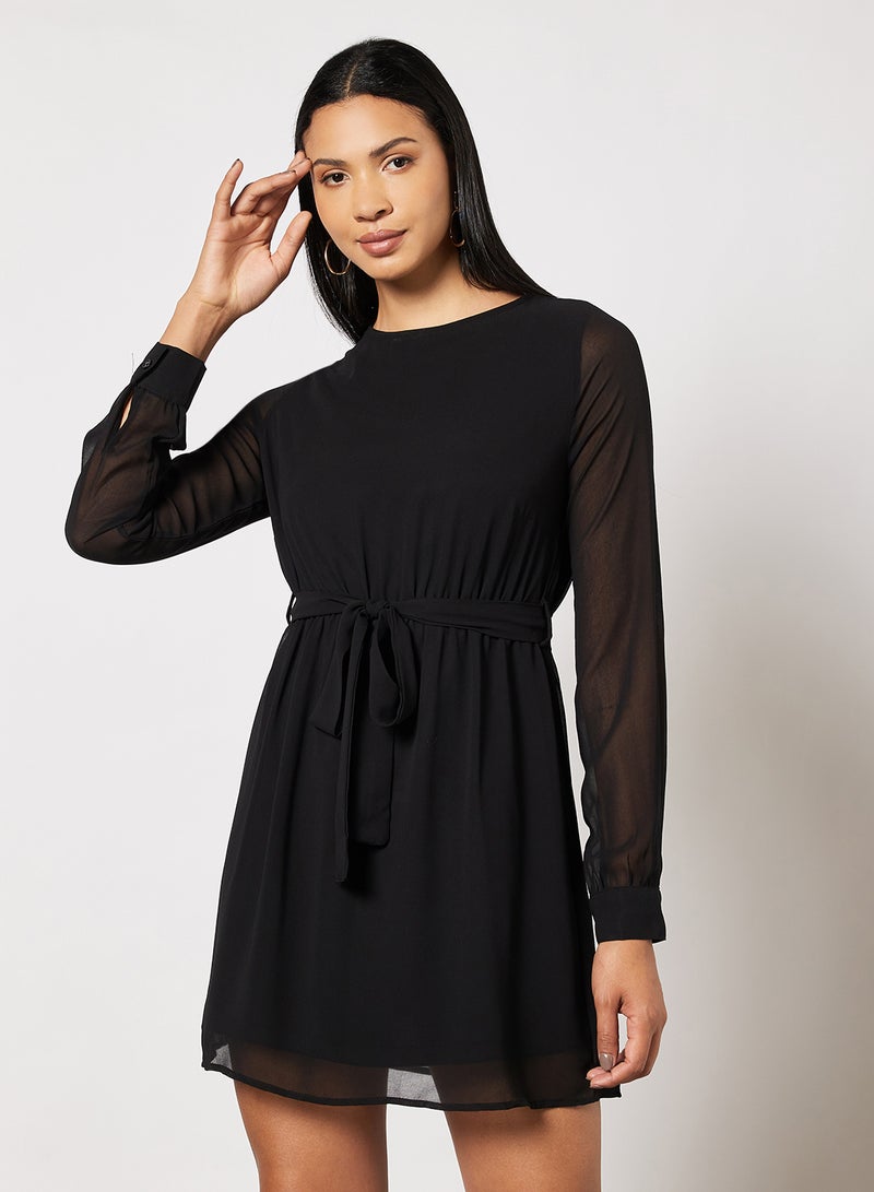 Solid Colour Mini Dress Black