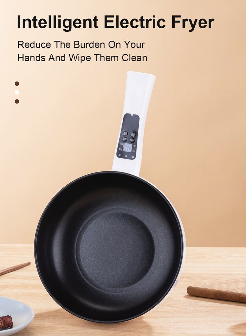 4L 1350W Electric Hot Pot with Steamer & Temperature Control - Non-Stick Electric Cooker Shabu Shabu Electric Skillet Frying Pan Electric Saucepan for Noodles Egg Steak Oatmeal and Soup