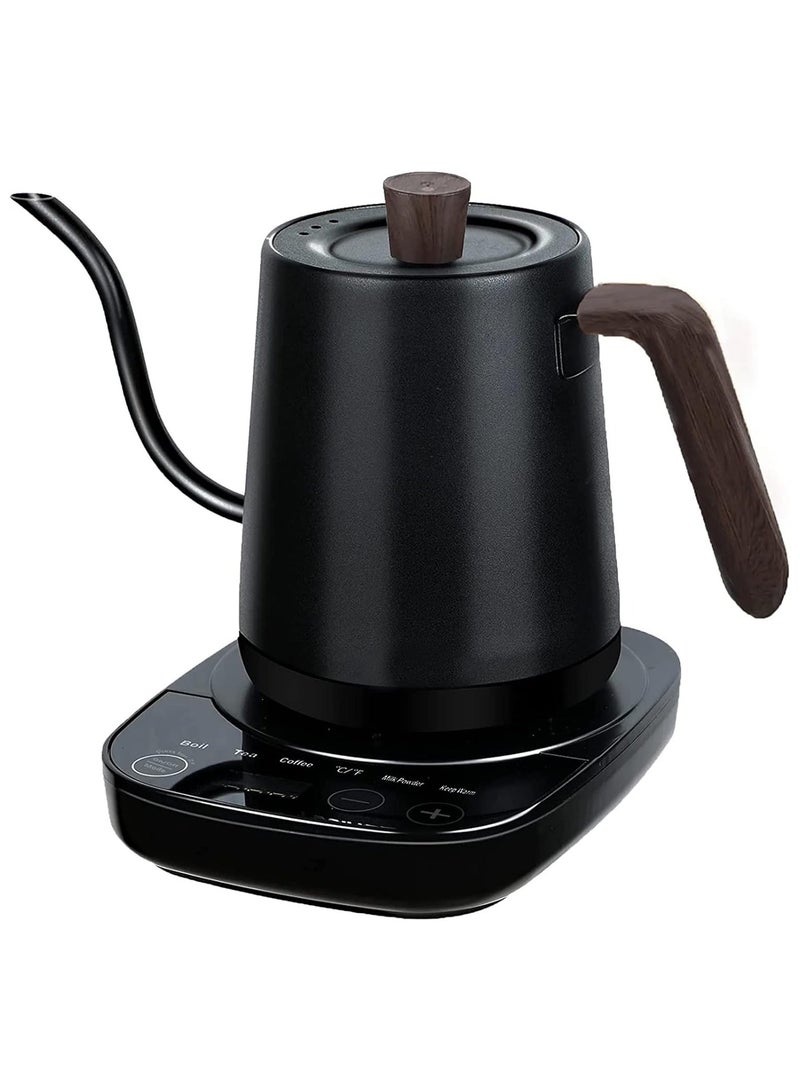 Electric Gooseneck Kettle,3 Presets Pour Over Electric Kettle for Coffee&Tea,Quick Heating Hot Water Kettle, Stainless Steel Inner, Auto Shutoff Boil-Dry Protection, 1000W,0.8L,Black