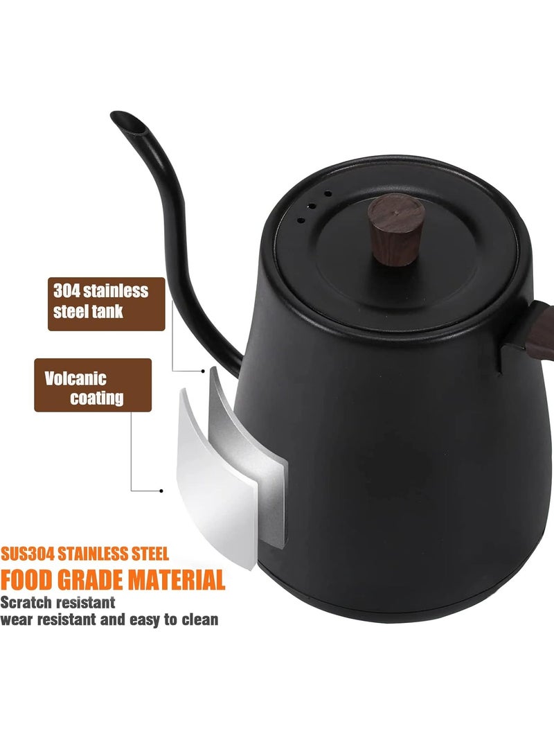 Electric Gooseneck Kettle,3 Presets Pour Over Electric Kettle for Coffee&Tea,Quick Heating Hot Water Kettle, Stainless Steel Inner, Auto Shutoff Boil-Dry Protection, 1000W,0.8L,Black