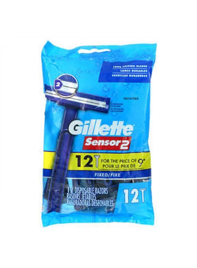Gillette, Sensor2, Disposable Razors, Fixed, 12 Disposable Razors