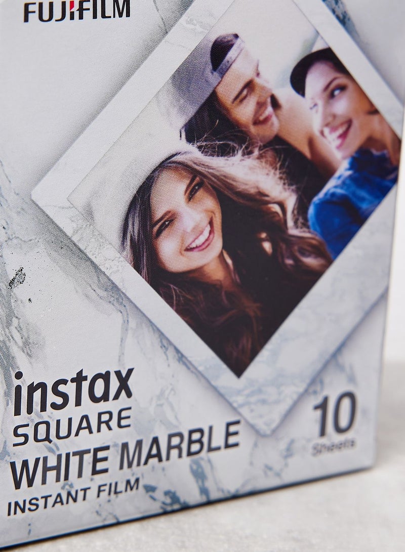 Instax Square Film, White Marble Border With 10 Sheet Pack