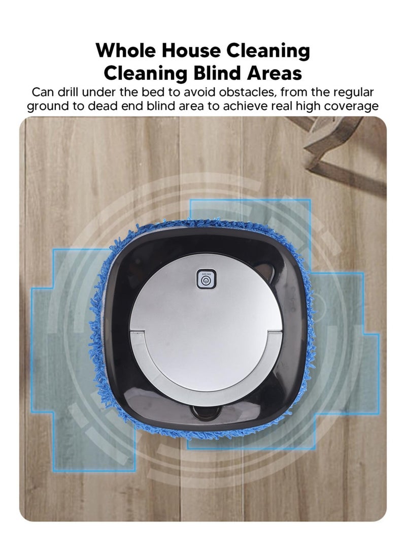 Wet Scrubbing Mopping Robot, Robot Vacuum Cleaner, Automatic Floor Mopping Robot, Mopping Robot, with Water Tank Vacuum and Mop, Suitable for a Variety of Floors, Wood Panels, Tiles (Silver)