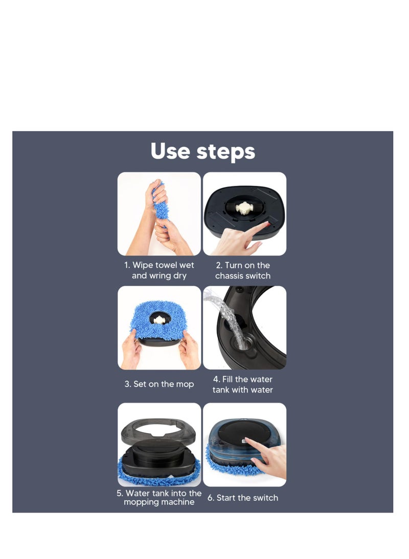 Wet Scrubbing Mopping Robot, Robot Vacuum Cleaner, Automatic Floor Mopping Robot, Mopping Robot, with Water Tank Vacuum and Mop, Suitable for a Variety of Floors, Wood Panels, Tiles (Silver)