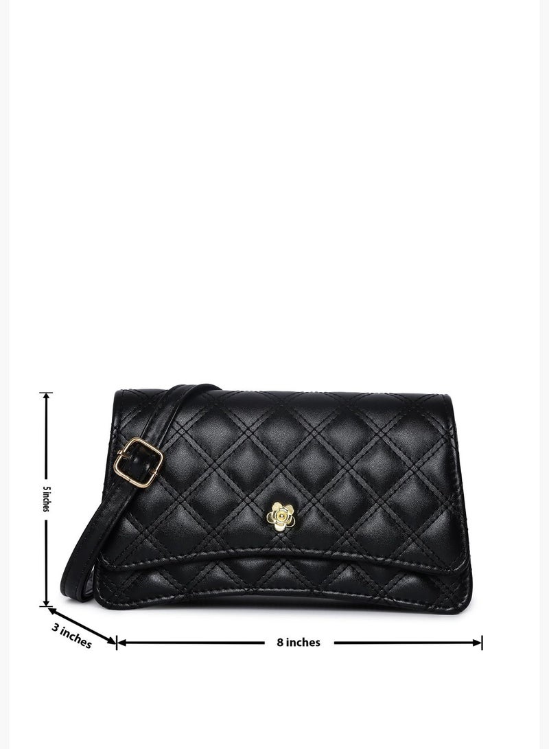 Quilted Clutch Bag with Magnet Lock