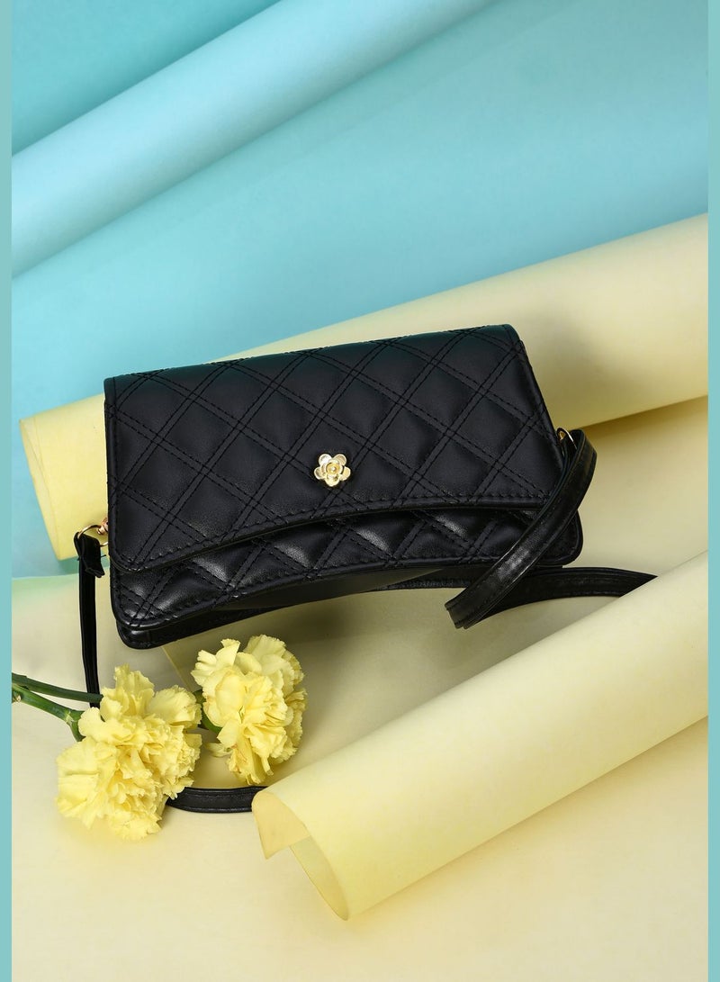 Quilted Clutch Bag with Magnet Lock