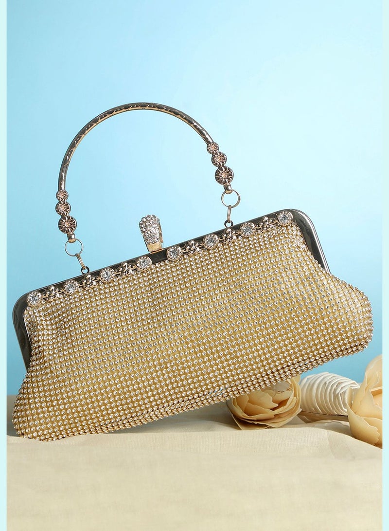 Textured Handle detail Clutch Bag with Buckle