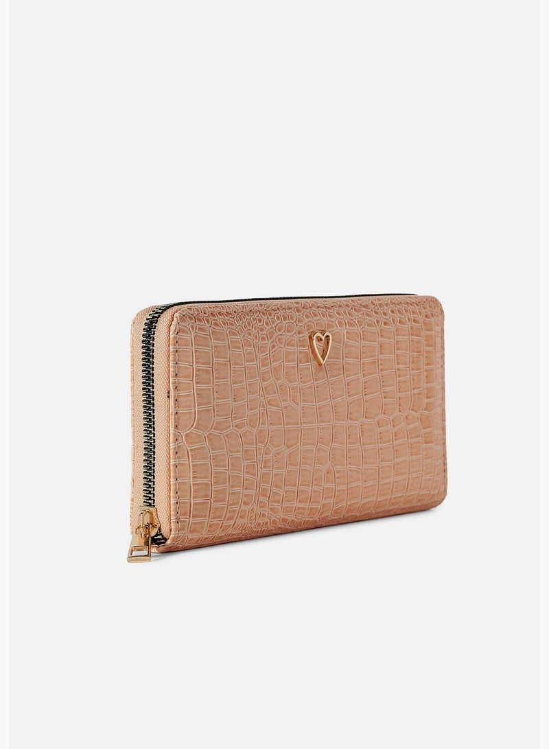 Textured Casual Regular Wallet with Zip Lock For Women