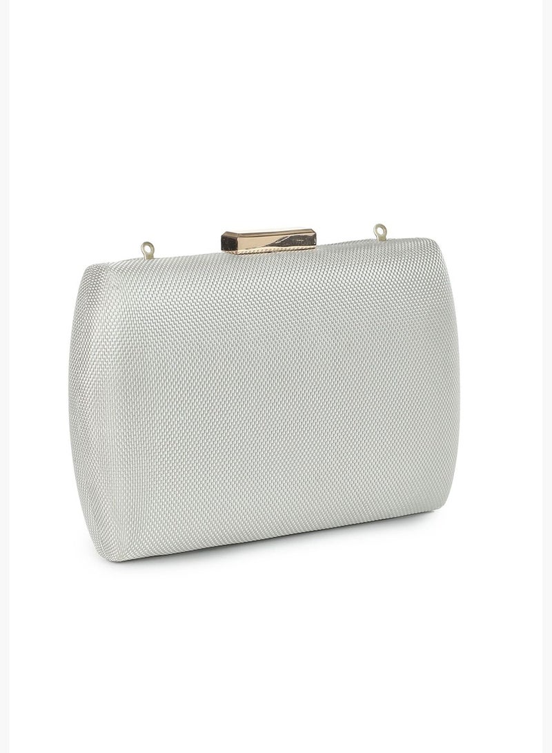 Textured with Chain Strap Clutch Bag with Buckle