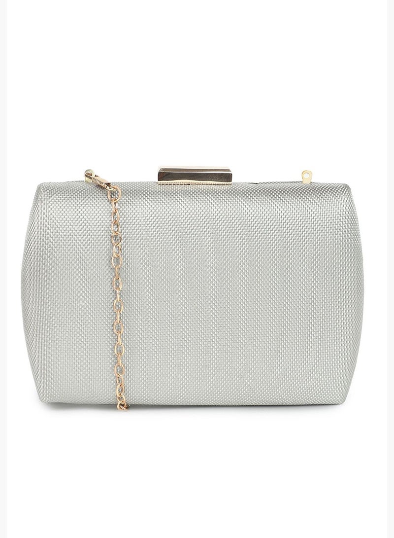 Textured with Chain Strap Clutch Bag with Buckle