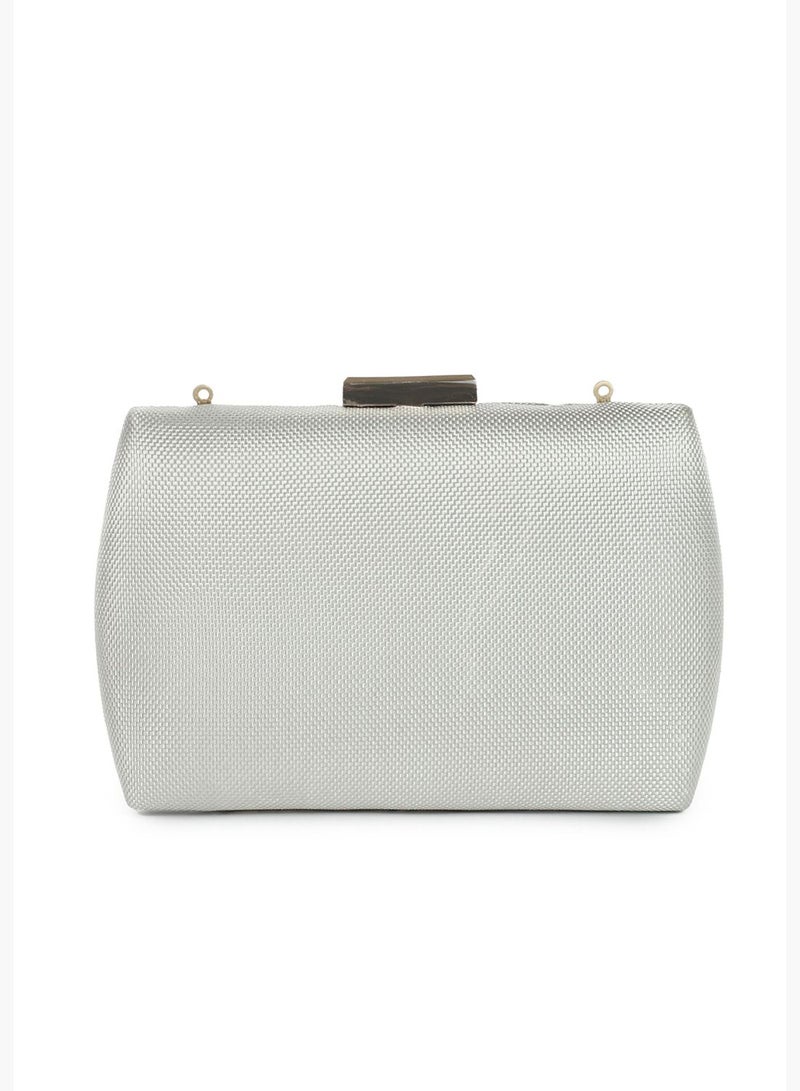 Textured with Chain Strap Clutch Bag with Buckle