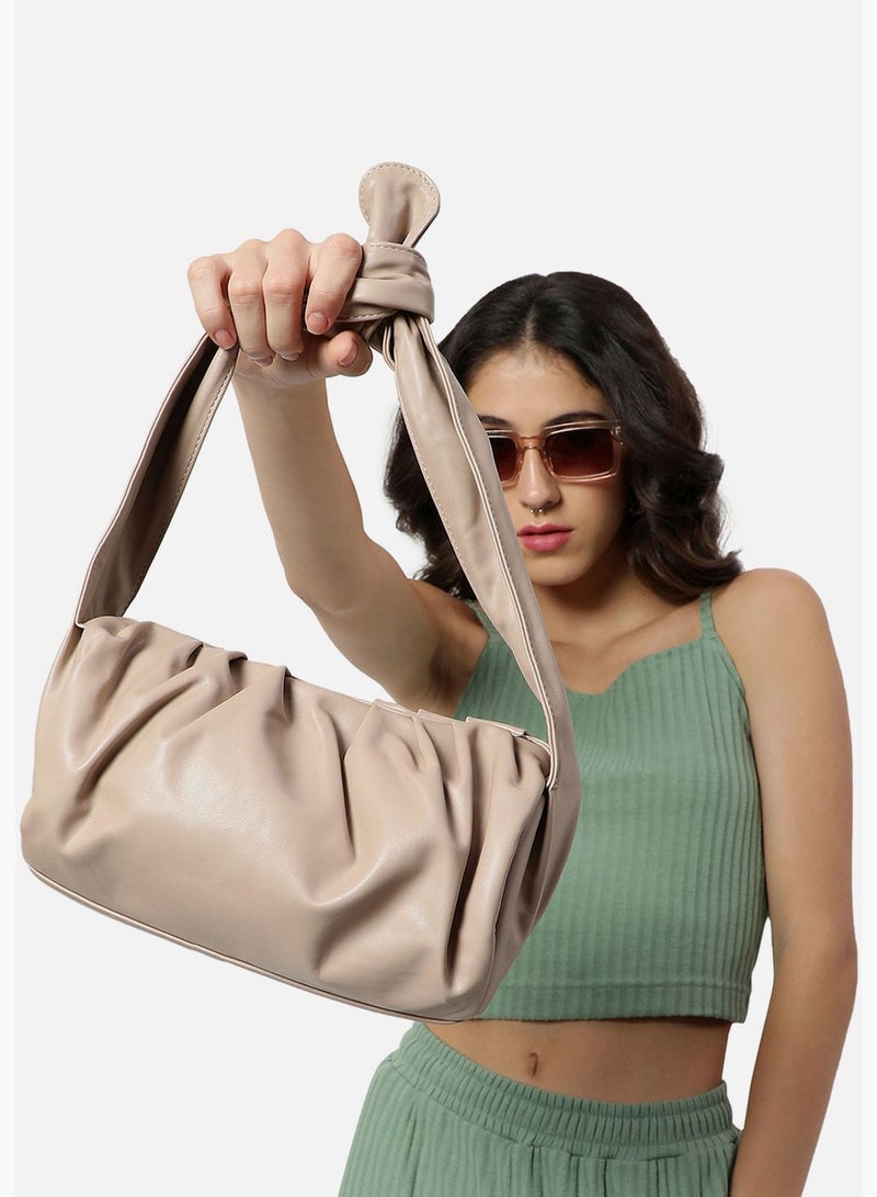Solid Zip Lock Hand Bag with Handle detail