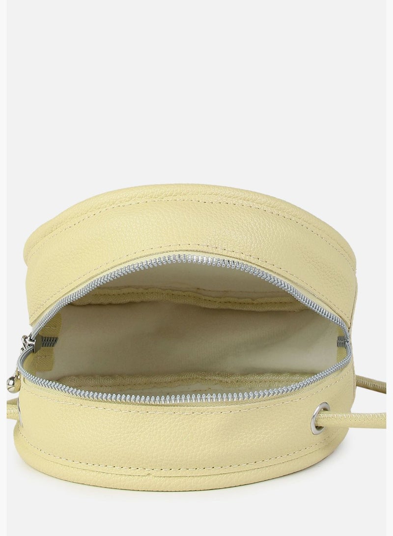 Solid Zip Lock Hand Bag with Round Shape