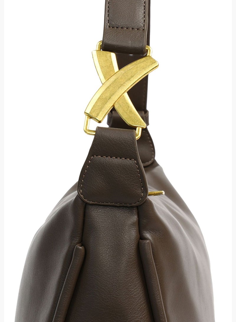 Solid Zip Lock Shoulder Bag