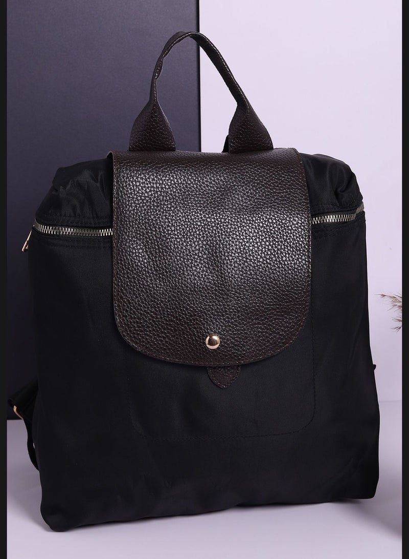 Solid Casual Backpack with Zip Lock For Women