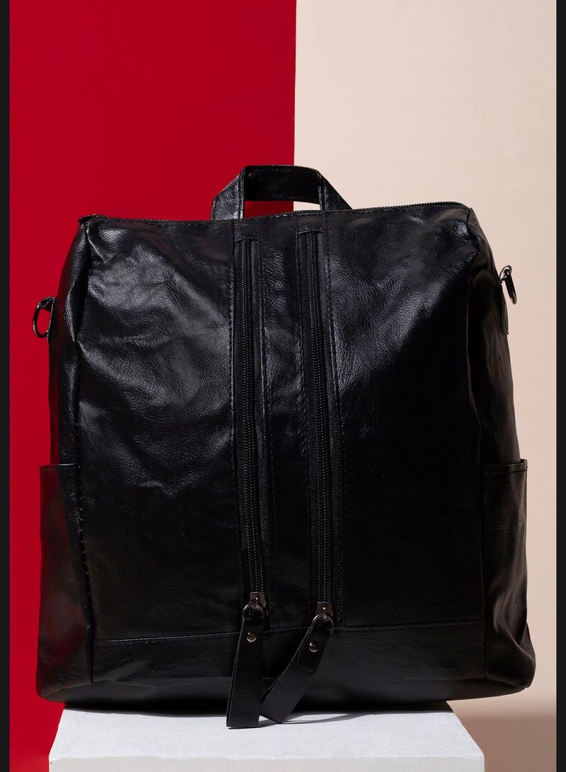 Solid Push Lock Backpack with Buckle detail