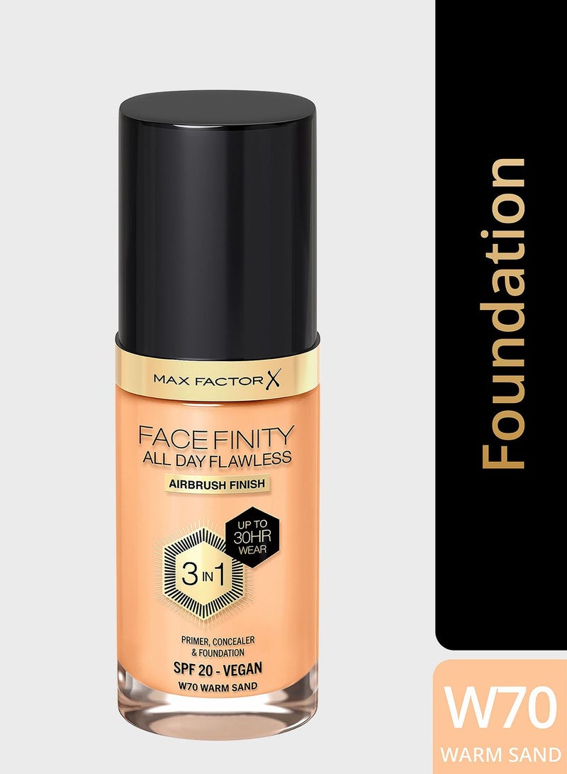 Max Factor Facefinity All Day Flawless Foundation - W70 Warm Sand, 30ml