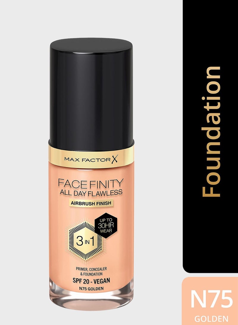 Max Factor Facefinity All Day Flawless Foundation - N75 Golden, 30ml