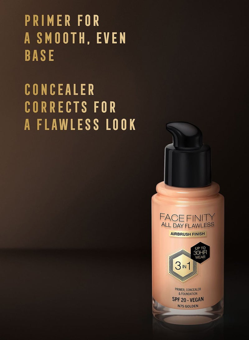 Max Factor Facefinity All Day Flawless Foundation - N75 Golden, 30ml