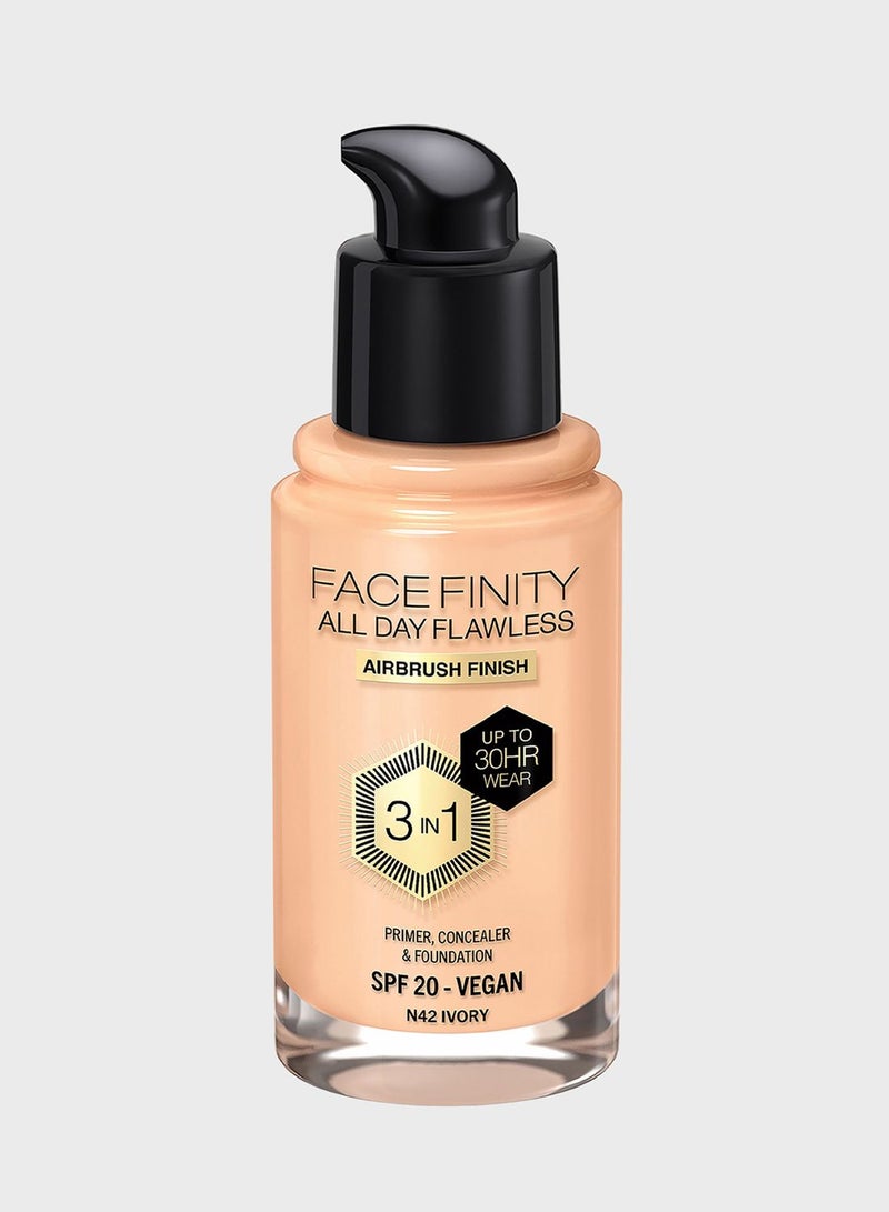 Max Factor Facefinity All Day Flawless Foundation - N42 Ivory, 30ml