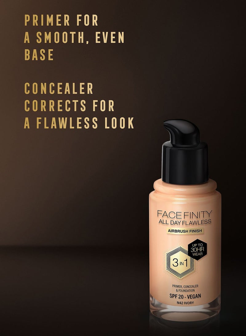 Max Factor Facefinity All Day Flawless Foundation - N42 Ivory, 30ml