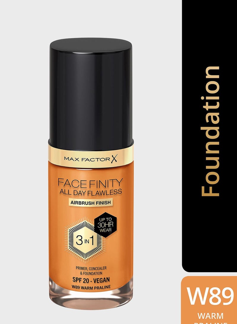 Max Factor Facefinity All Day Flawless Foundation - W89 Warm Praline, 30ml